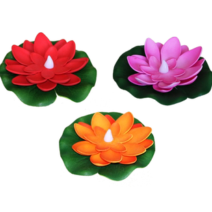 水池池塘鱼缸鱼池造景仿真浮水荷花灯假花塑料花花园庭院布置摆设