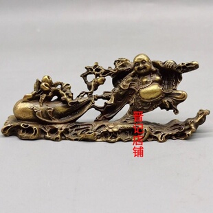 纯铜弥勒佛摆件黄铜布袋和尚福满乾坤大肚笑佛客厅装饰摆件