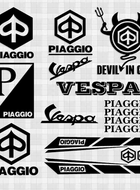 比亚乔PIAGGIO VESPA 改装电动摩托车反光车贴花车身贴纸贴画160