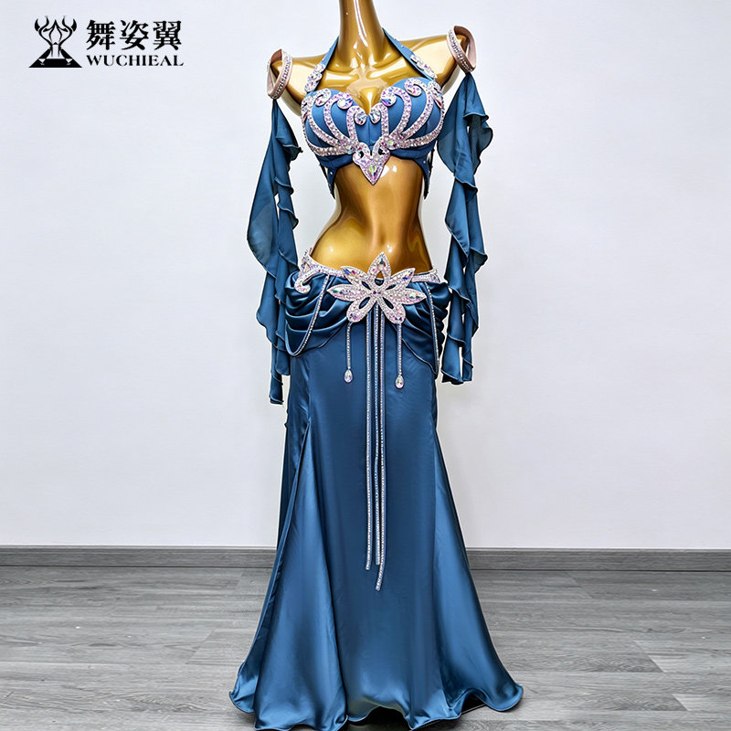 舞姿翼东方舞肚皮舞服装舞台表演长裙修身表演服舞蹈服亮片女装