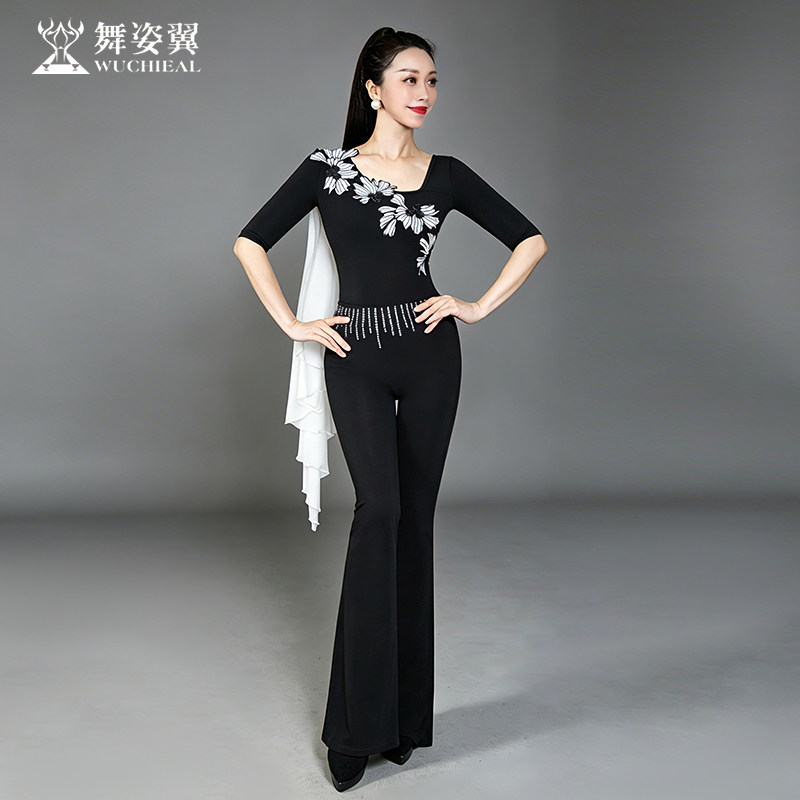 舞姿翼修身形体服走秀喇叭裤春夏季女装舞蹈服表演服高级感套装