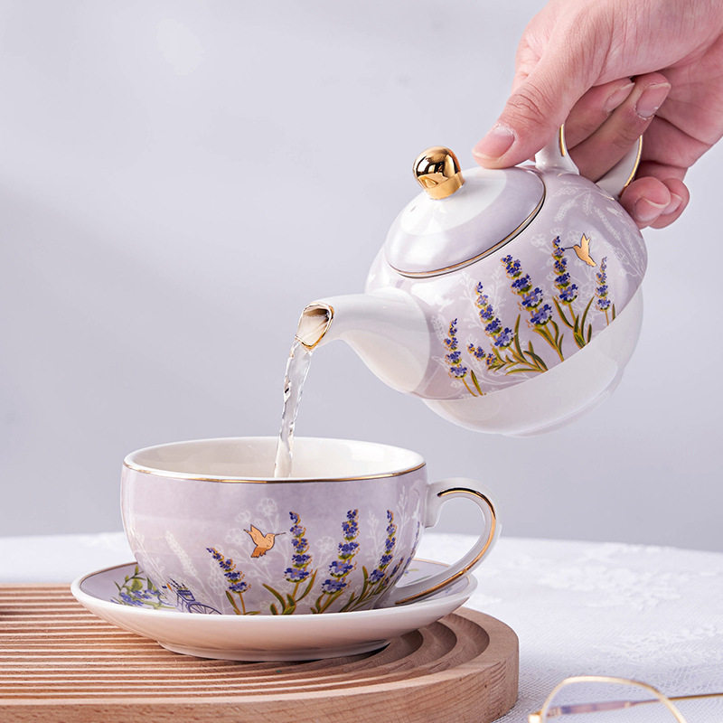 英式下午茶花茶壶陶瓷子母壶家用办公单人茶具水杯一杯一碟一壶组