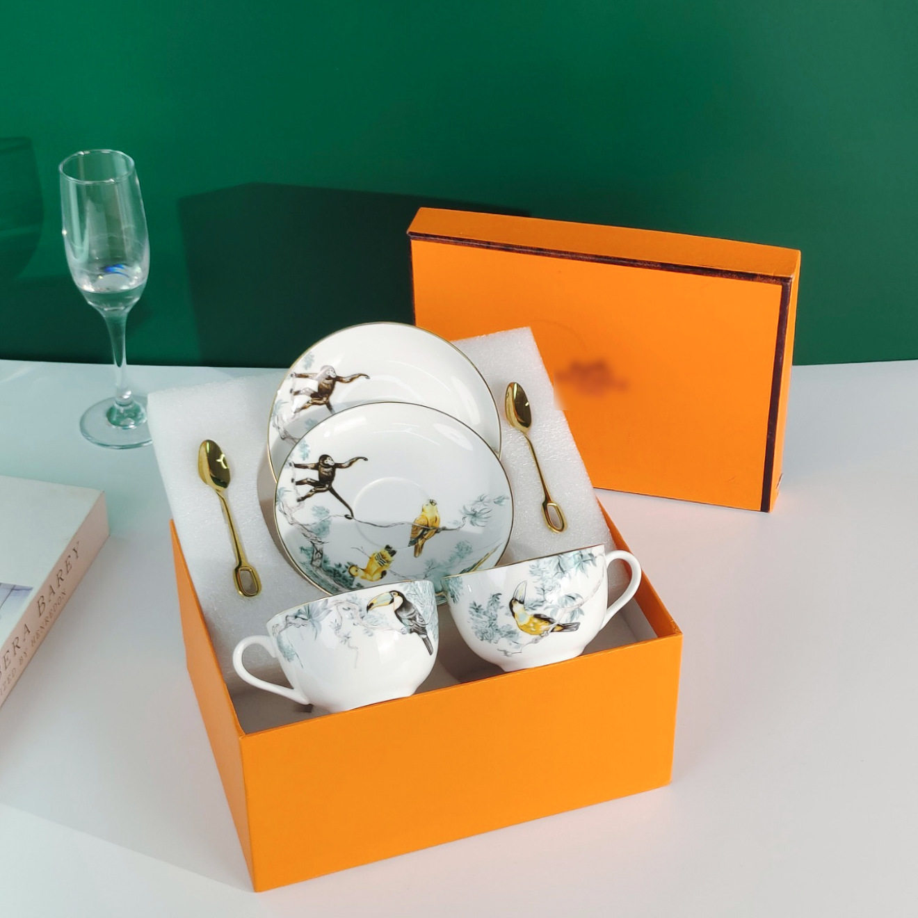 欧式轻奢丛林骨瓷咖啡杯碟下午茶杯礼盒套装精致生日结婚伴手礼物