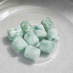 天然绿海纹石桶珠手工DIY串珠配件