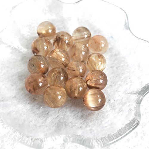 禧芙蓉XFORO冰透金发晶10mm-11mm圆珠散珠单珠手工DIY串珠配件