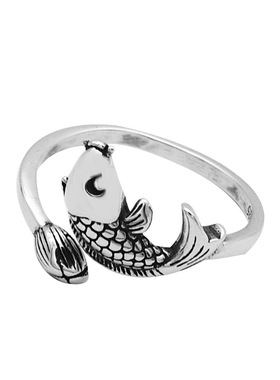 小众款风复古幸运锦鲤开口戒指