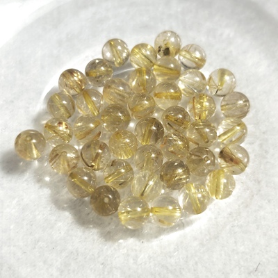 天然巴西6mm金发晶单珠圆珠散珠串珠配件