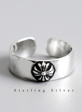 小众复古做旧光面十字架ins戒指