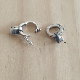 S925纯银万能扣配件亮银可打开吊坠扣子DIY手链项链配件