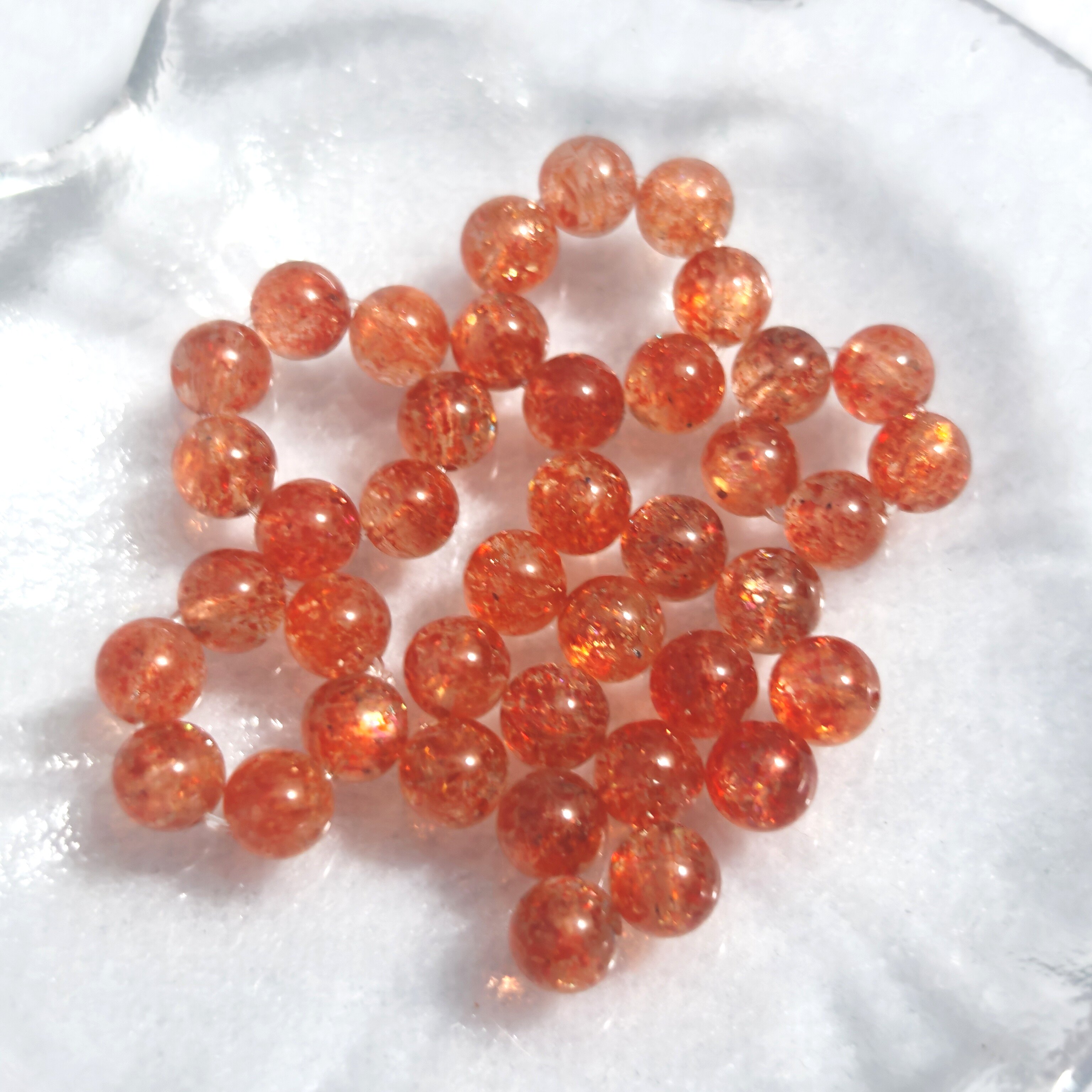 禧芙蓉XFORO金沙太阳石日光石6mm圆珠单珠跑环隔片配件