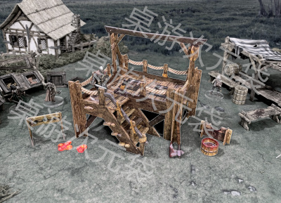 桌游配件 模块地形 Battle Systems Gallows & Stocks 跑团战棋