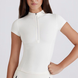 瑜伽服拉链衫修身运动户外健身服上衣女士速干运动短袖T恤休闲服
