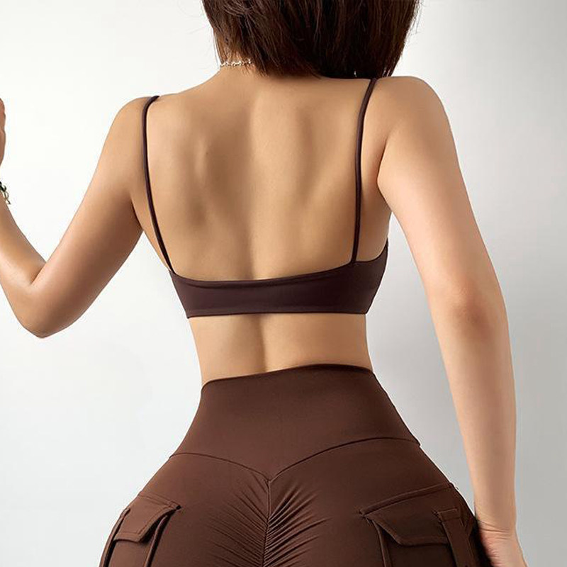 欧美风性感辣妹美背运动内衣女弹力透气细肩带瑜伽文胸2025年新款