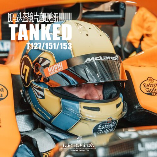 适用于坦克TANKED摩托车卡丁车头盔镜片装饰遮阳贴纸T127/151/153