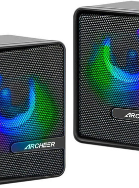 老美ARCHEER笔记本电脑平板小型音箱RGB灯效USB供电有线音响对箱