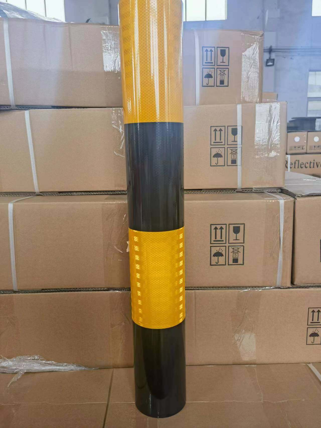 加厚工程级红白黑黄反光膜道路限高杆警示柱交通矿井设施反光胶贴