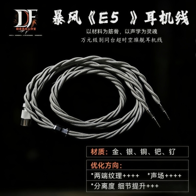 颠覆音频E5暴风大耳线合金.单晶银越级超时空线试听包邮发烧级HOT
