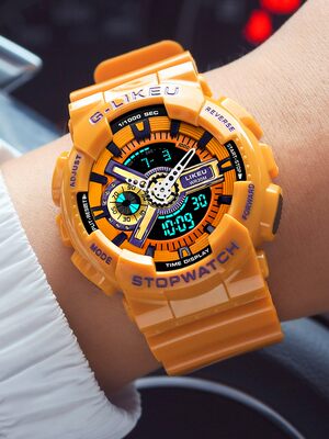 新款大表盘休闲手表男女士运动计时防水电子表高初中学生时尚表