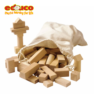 荷兰educo 清水积木块100块 儿童拼搭玩具低龄宝宝认知大小形状2+