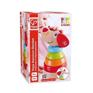 Hape 1岁宝宝儿童益智力玩具木制堆堆乐E0448 佩佩有声堆塔叠叠高