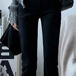 高腰显瘦拖地微喇叭裤 6321黑色开叉春季 爆款 女秋冬新款 子 牛仔裤