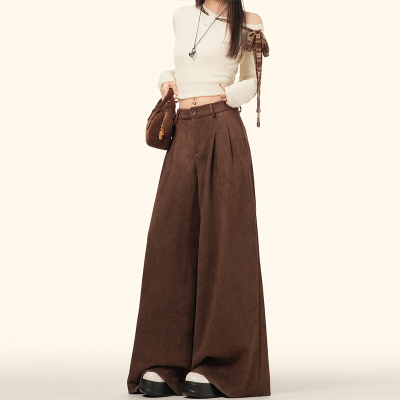 【Winter】鹿皮绒风复古美拉德咖啡鹿皮绒休闲裤常规&加长