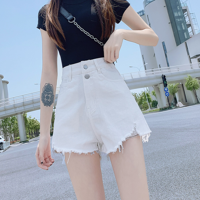 8171破洞牛仔短裤女夏2022新款春夏高腰显高显瘦宽松阔腿潮