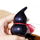 黑曜石摆件葫芦办公桌水晶球客厅玄关装 饰品补水家居摆设原石天然