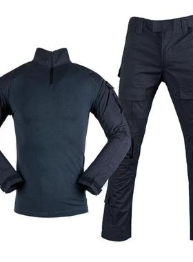 深蓝色蛙服 GEN2藏青色青蛙服套装 战术训练长裤多口袋格子布透气
