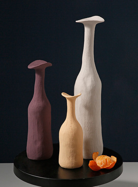 贝汉美侘寂风景德镇小花瓶陶瓷感摆件插花客厅家居民宿装饰品