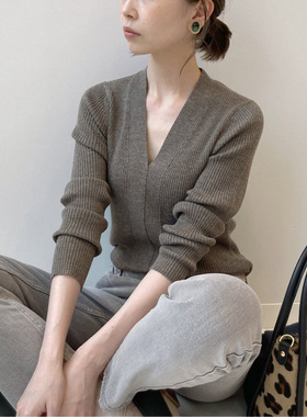 特惠!!! IENA意大利老铺100%羊毛 16针手工拼接 高弹亲肤 V领毛衫