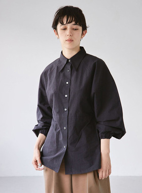 TODAYFUL !!!复古感梭织纯棉 高腰线 8分袖 衬衫 弹性收口设计1