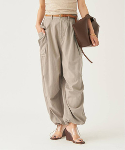 Plage 再生纤维和棉混纺 斜纹肌理 高腰改良伞兵裤 裤脚可收 长裤