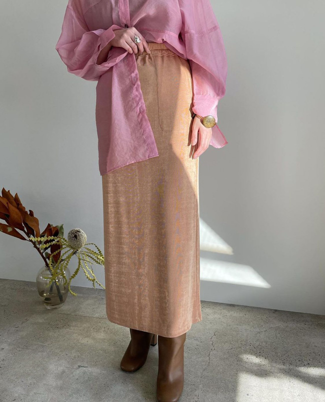 特惠!!!CLANE  TORAY 清爽垂坠高级光泽感  弹力腰 半身裙