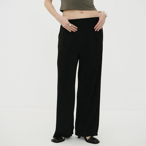 Chic!!CLANE TORAY TETORON®清爽垂坠光泽 有里衬 弹力腰 休闲裤