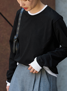 FRAMEWORK 拼色 双层领 双下摆 双袖口 长袖TEE 袖子刻意偏长哦