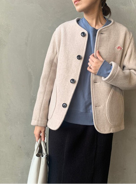 DANTON 79%羊毛混 压缩二重织 高密度挺阔松软 毛毡肌理 圆领夹克