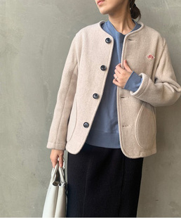 毛毡肌理 DANTON 高密度挺阔松软 压缩二重织 圆领夹克 79%羊毛混