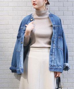 宽松范儿裁剪 IEN@ 重组缝制 割边圆领 厚实感牛仔外套 大人气款
