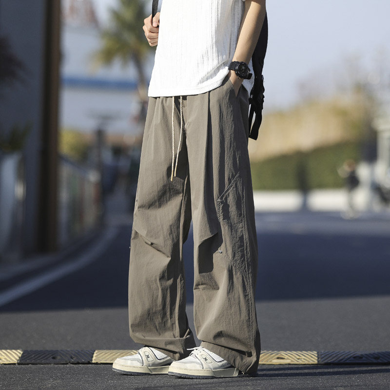 春夏季新款铆钉褶皱休闲裤男潮流宽松直筒伞兵裤2819特P45，男装休闲裤，电商B203-1