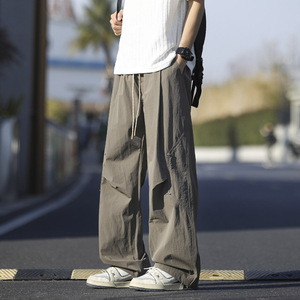 春夏季新款铆钉褶皱休闲裤男潮流宽松直筒伞兵裤 2819 特P45，男装休闲裤，电商B203-1