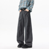 秋季新款美式复古褶皱工装休闲裤男潮流宽松直筒阔腿裤KZ44特P50，男装工装外套，电商B203-1
