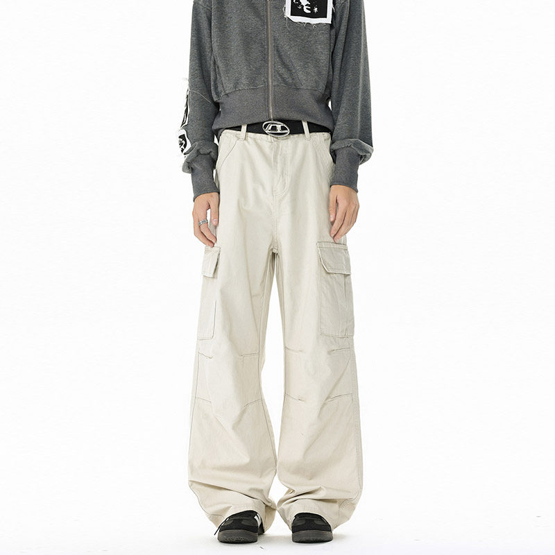 春季ins美式高街多口袋工装裤男潮流宽松直筒阔腿休闲裤D528P55，男装工装外套，电商B203-1