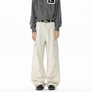 春季ins美式高街多口袋工装裤男潮流宽松直筒阔腿休闲裤 D528 P55，男装工装外套，电商B203-1