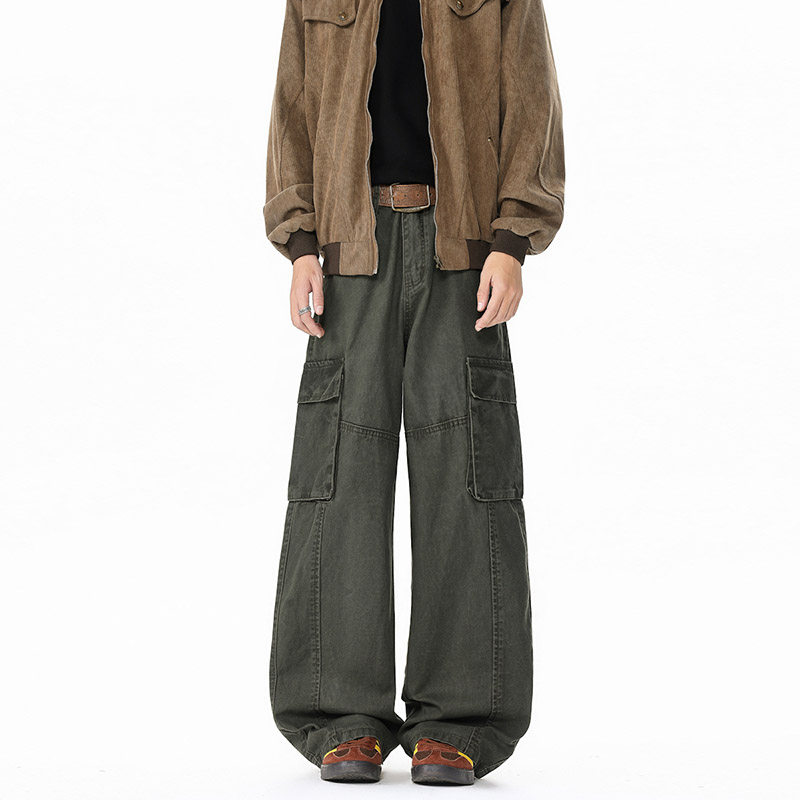 春季新款美式高街小众多口袋工装裤男潮流宽松直筒阔腿086HP58，男装工装外套，电商B203-1