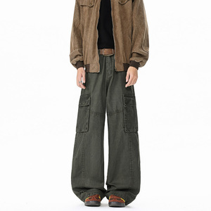 春季新款美式高街小众多口袋工装裤男潮流宽松直筒阔腿 086H P58，男装工装外套，电商B203-1