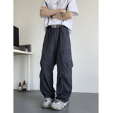 秋季美式高街大工装裤男宽松直筒褶皱拖地休闲长裤KZ43P58，男装工装外套，电商B203-1