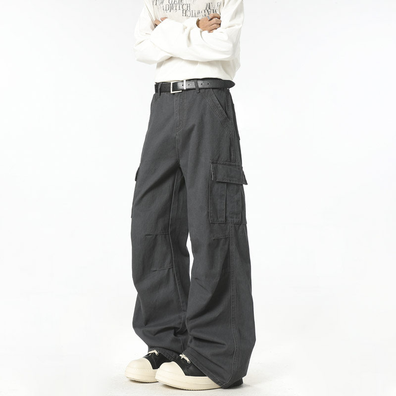 春季美式高街多口袋工装裤男潮流宽松直筒阔腿休闲裤D528P55，男装工装外套，电商B203-1