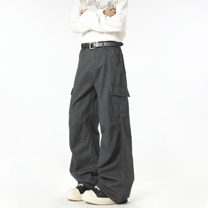 春季美式高街多口袋工装裤男潮流宽松直筒阔腿休闲裤D528 P55，男装工装外套，电商B203-1