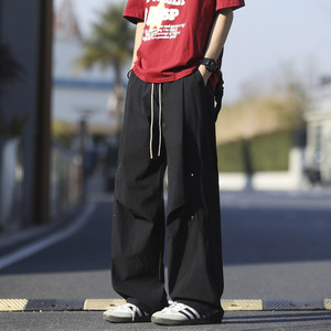 春夏季新款铆钉褶皱休闲裤男潮流宽松直筒伞兵裤 2819 特P45图片